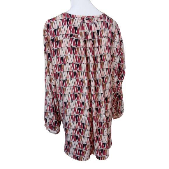 JM COLLECTION Dressy Blouse Top XL Pleated Back Career Office Event Geometric - Picture 10 of 11
